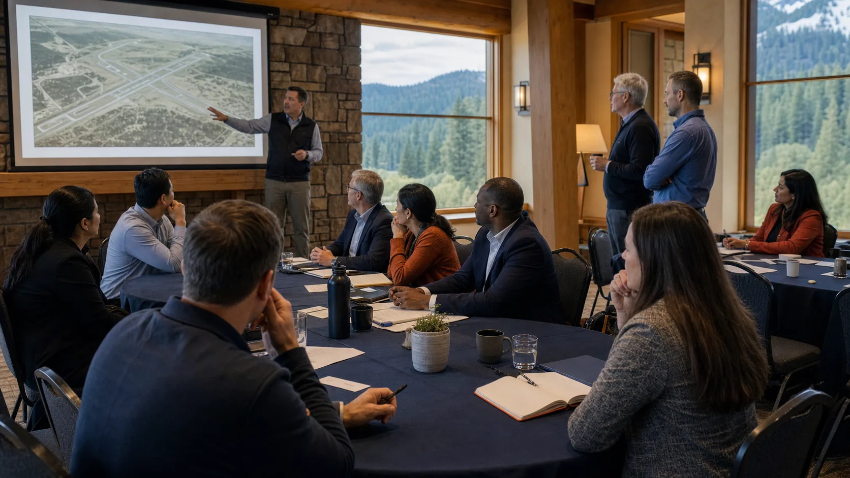 Airport professionals attending a regional aviation planning session
